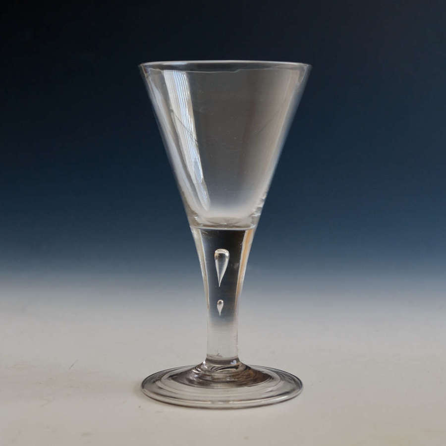 Antique glass wine glass plain stem English c1750