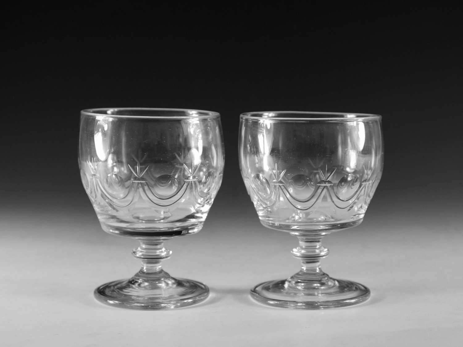 Antique glass rummers pair Irish c1830
