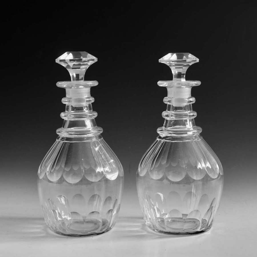 Antique glass decanters pair English c1840