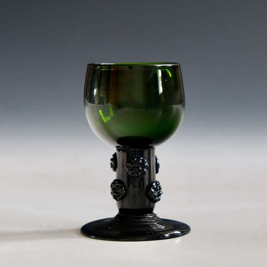Antique glass Roemer small olive green English c1830