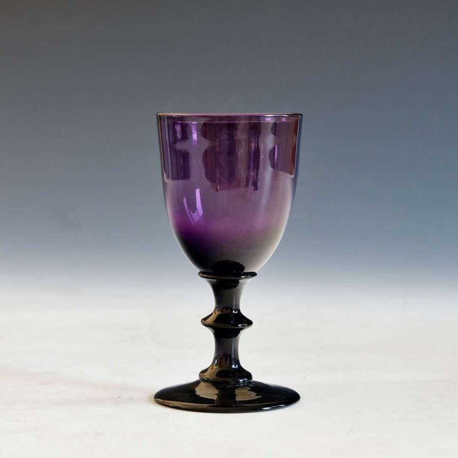 Antique glass wine glass amethyst English c1840