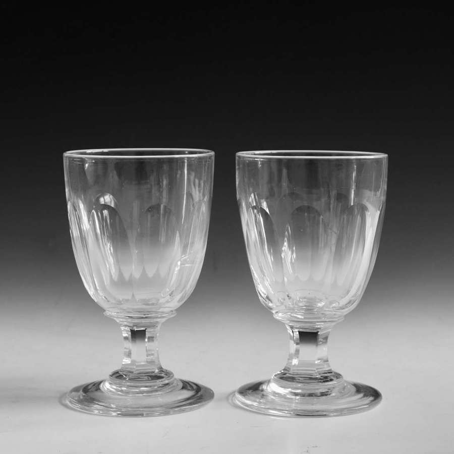 Antique glass rummers pair c1860