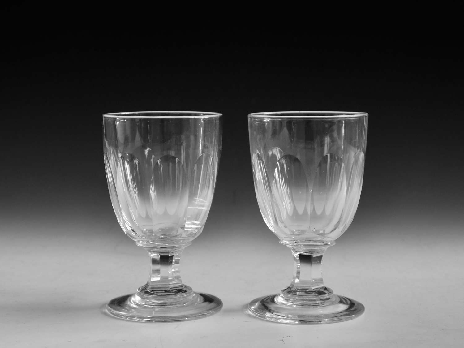 Antique glass rummers pair c1860