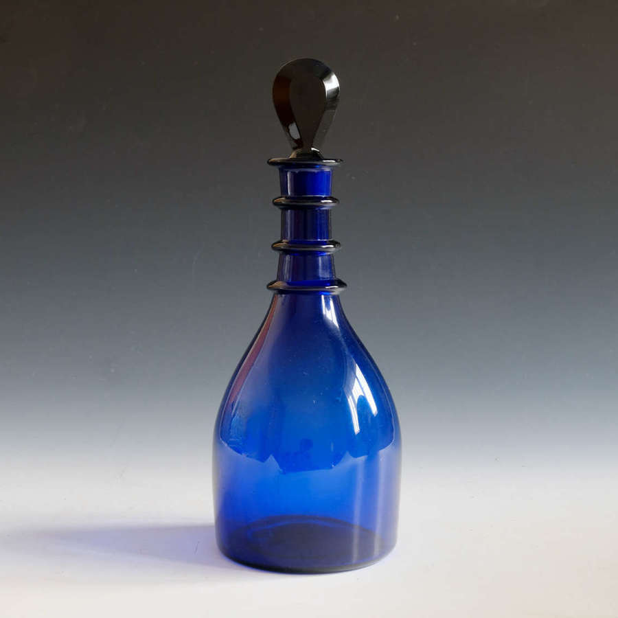 Antique glass blue decanter English c1810