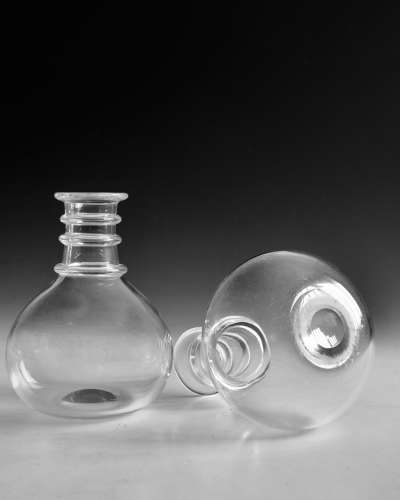 Antique glass carafes pair English c1820