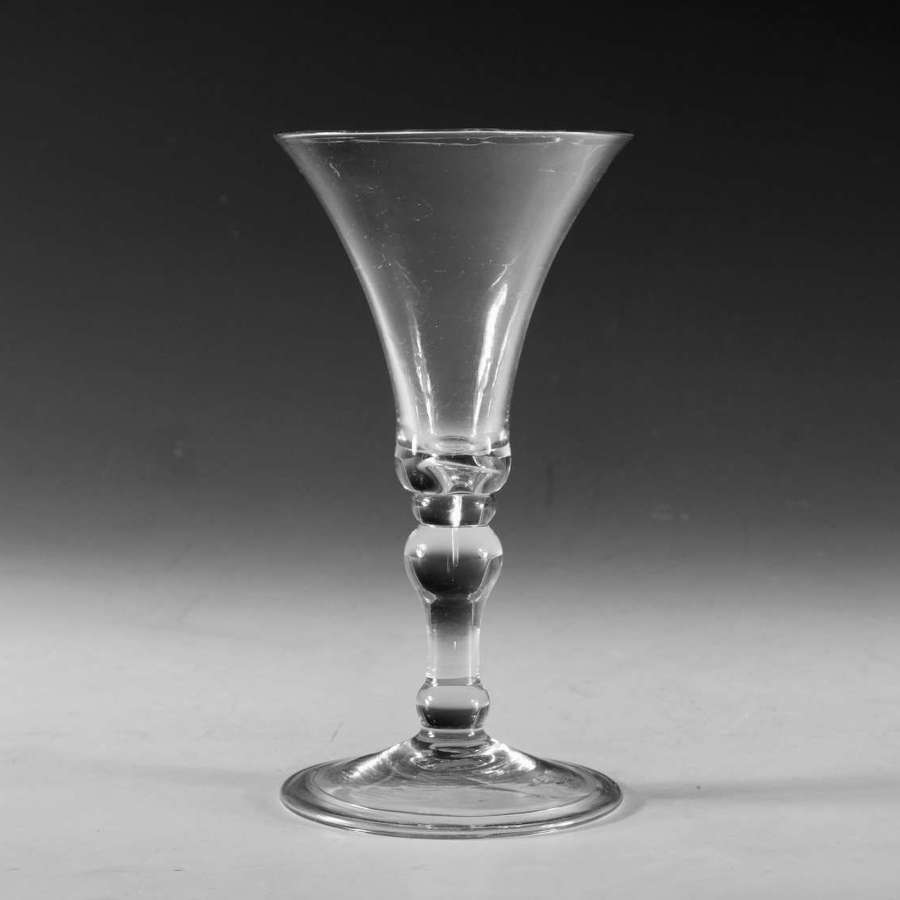 Antique glass wine glass  baluster English c1730