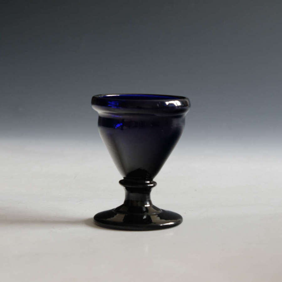 Antique glass egg cup blue English c1800