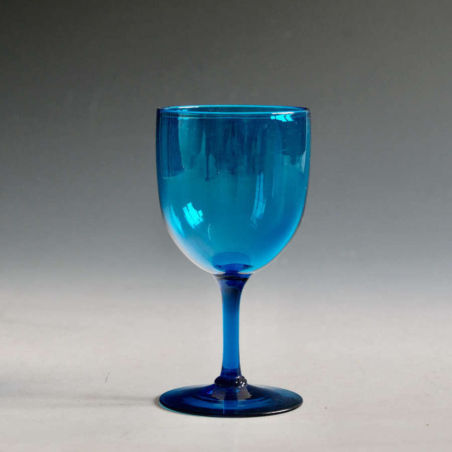 Antique glass wine glass blue English 1870