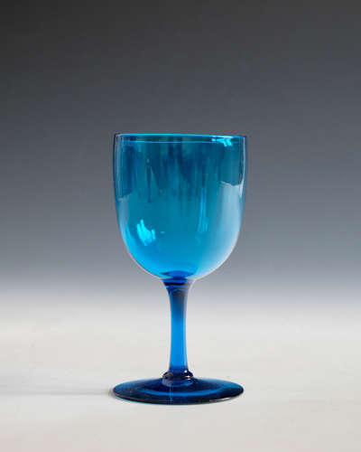 Antique glass wine glass blue English c1870