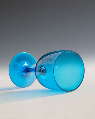 Antique glass wine glass blue English c1870