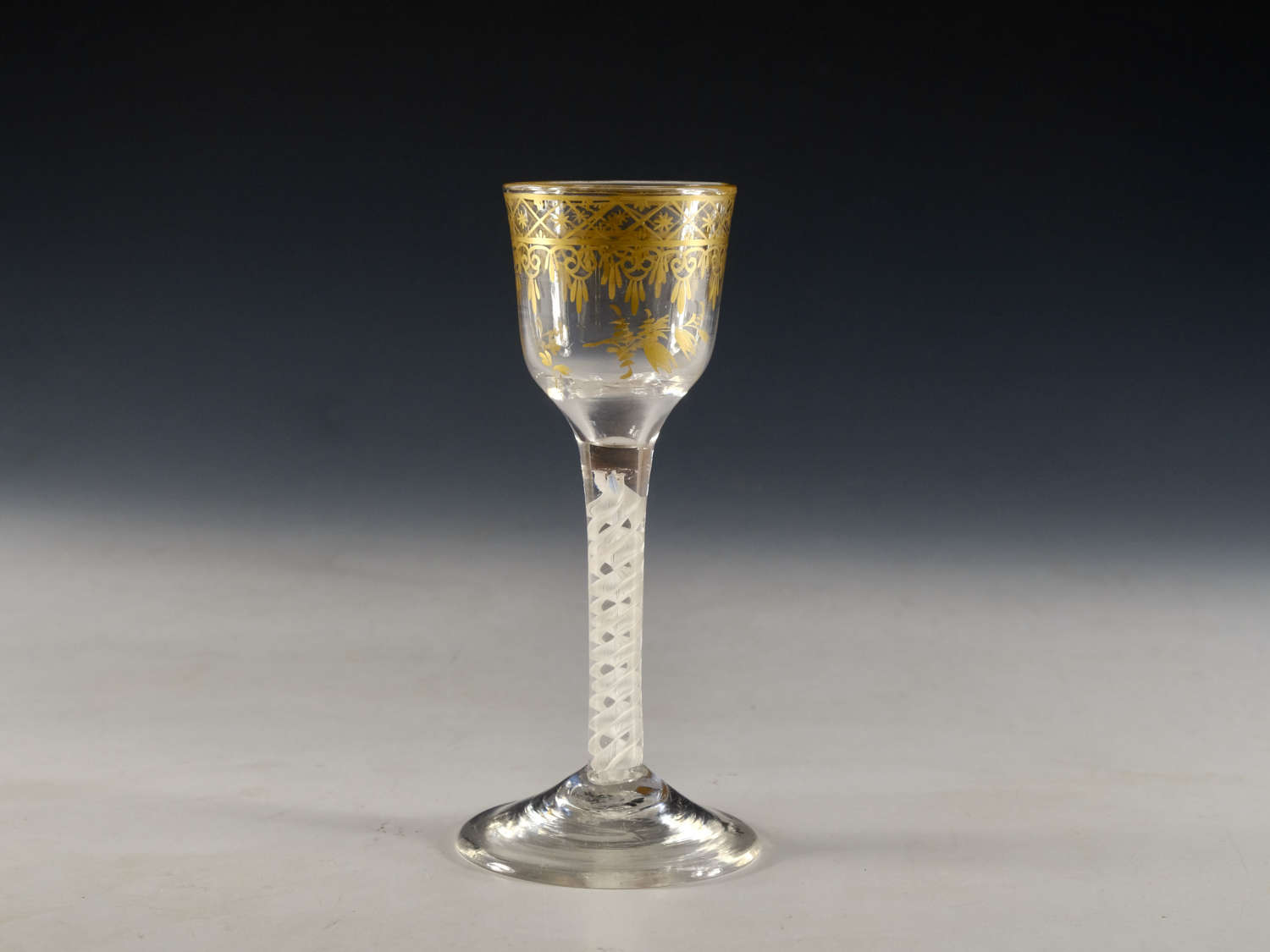 Antique glass wine glass James Giles English c1765