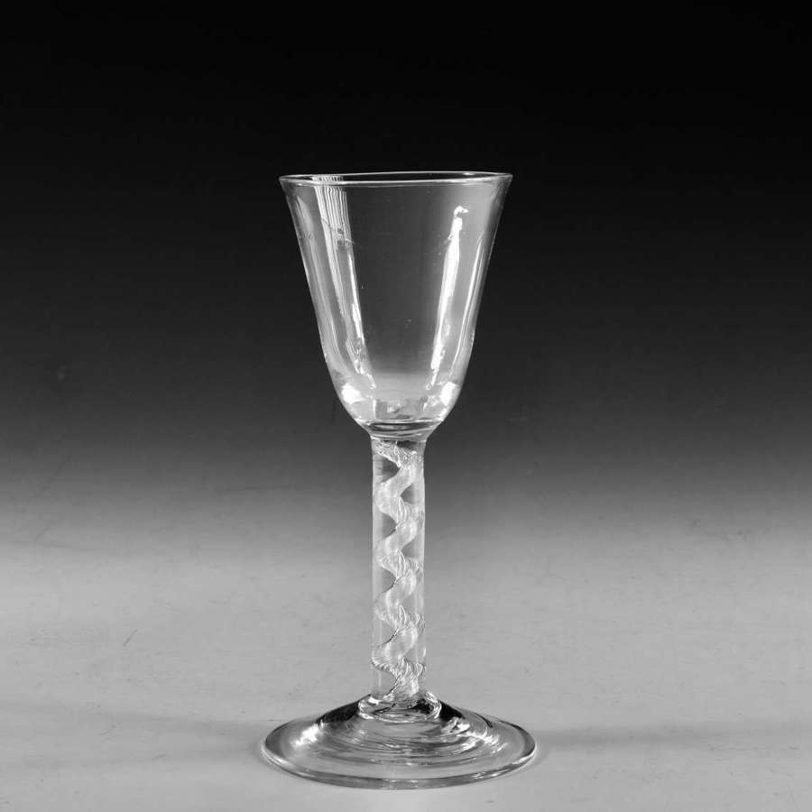 Antique glass air twist wine glass English c1755