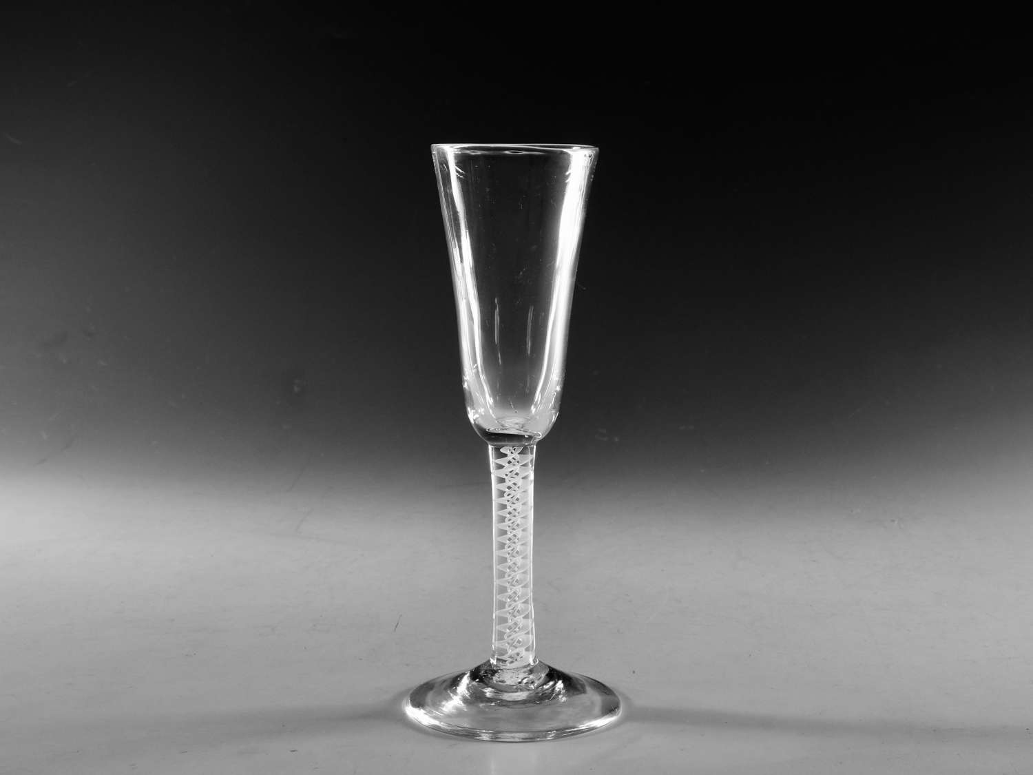 Antique glass ale glass opaque twist Englih c1765