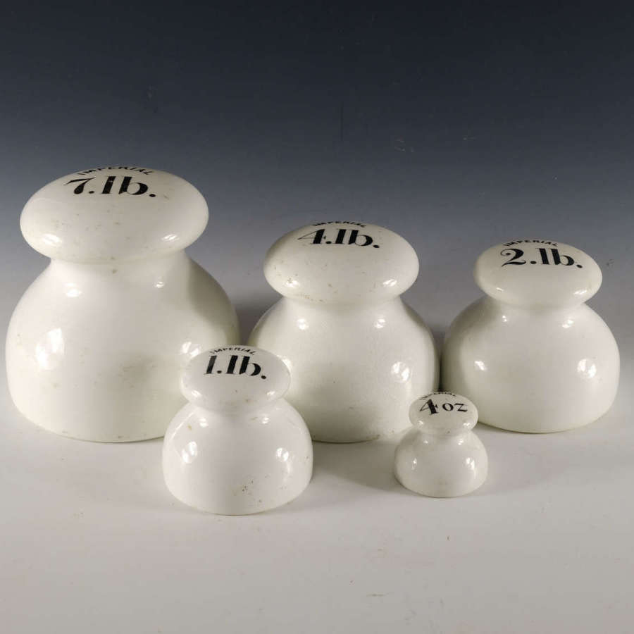 Porcelain weights 7lb, 4lb, 2lb, 1lb and 4 oz