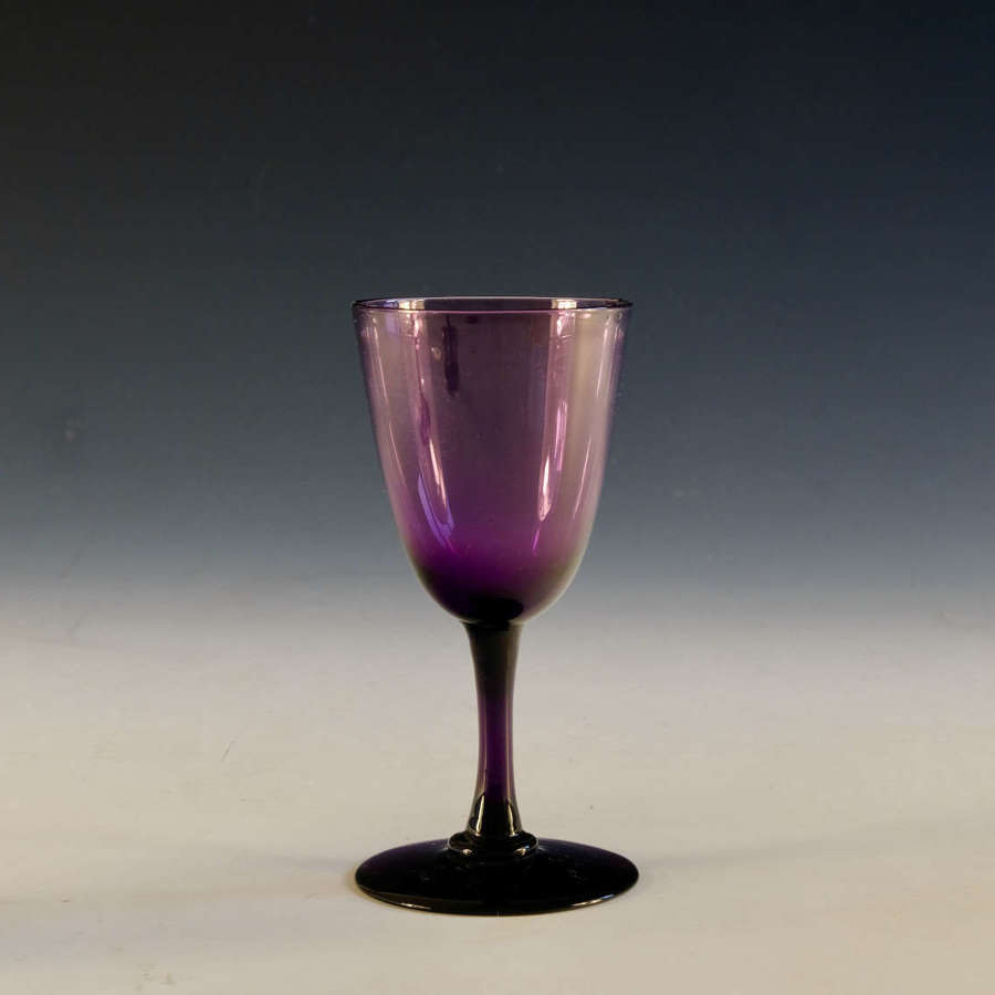 Antique glass wine glass amethyst English c1870
