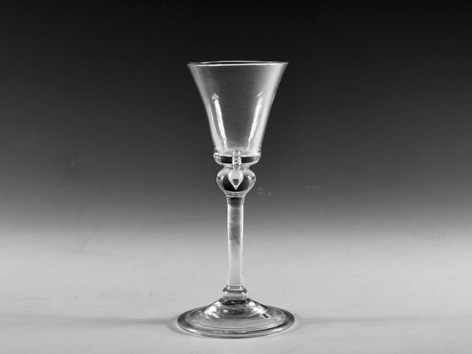 Antique glass balustroid wine glass English c1740