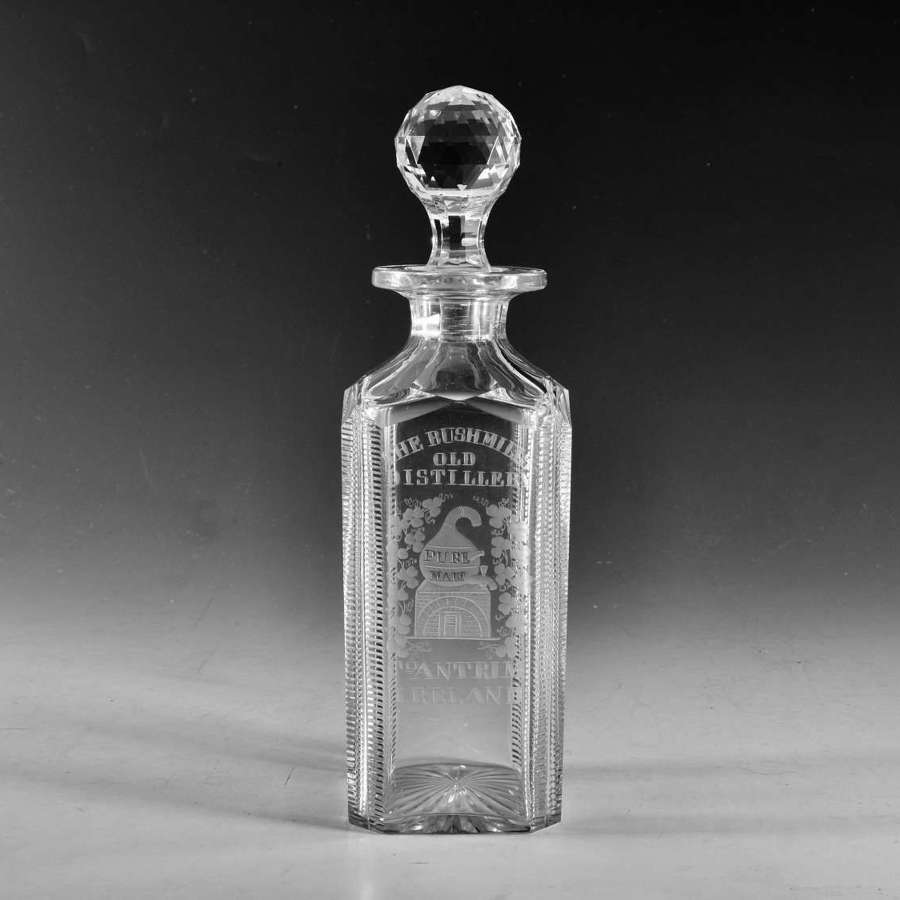 Antique glass Bushmills Whiskey Decanter c1890