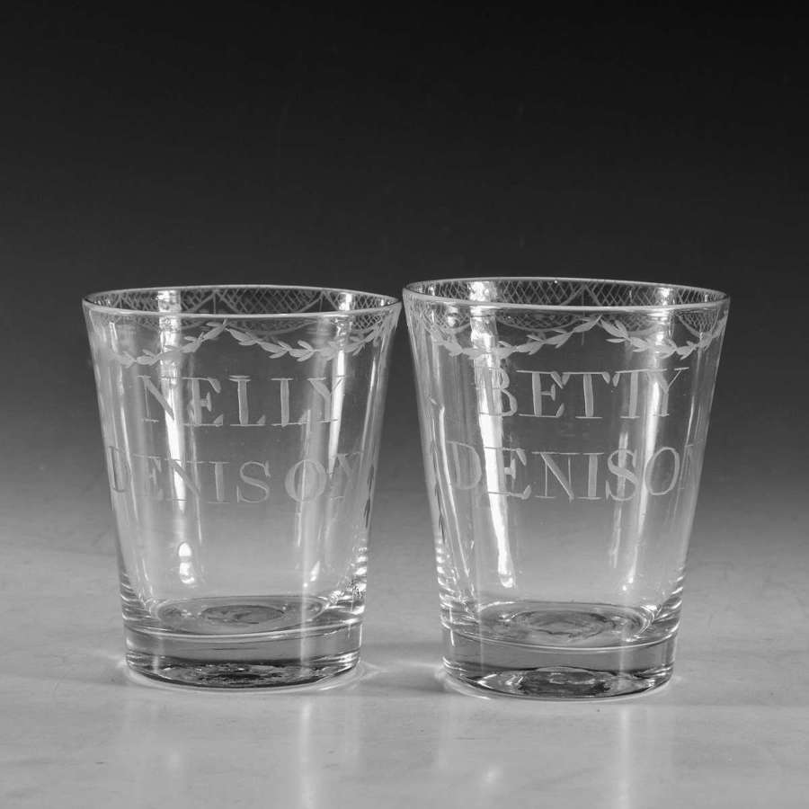 Antique glass pair of tumblers c1790