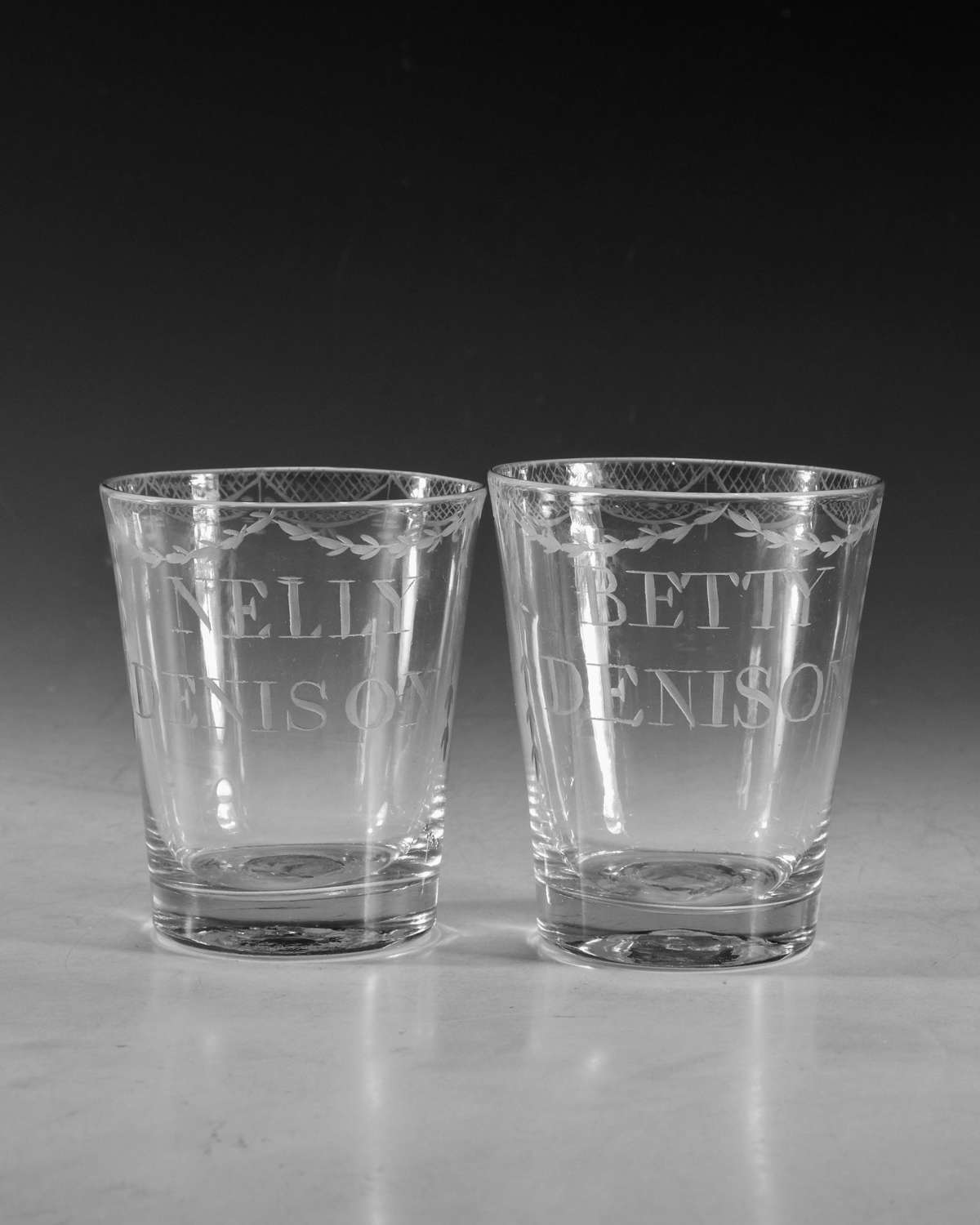 Antique glass pair of tumblers c1790