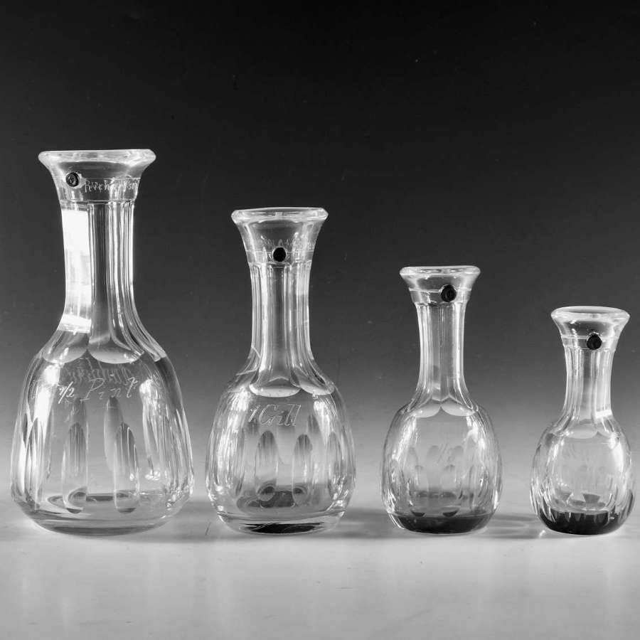 Antique glass set of four spirit measure English c1870