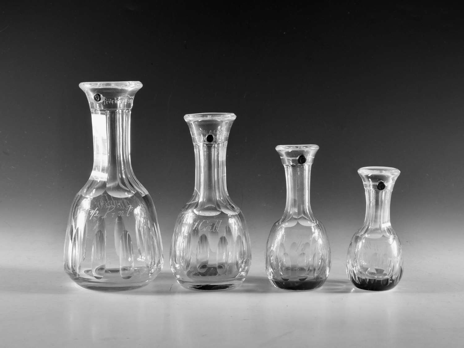 Antique glass set of four spirit measure English c1870