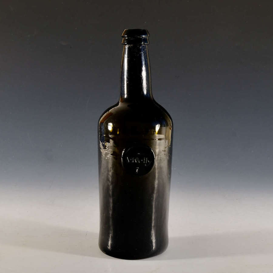 Antique glass sealed wine bottle A Kelly c1790 - 1800