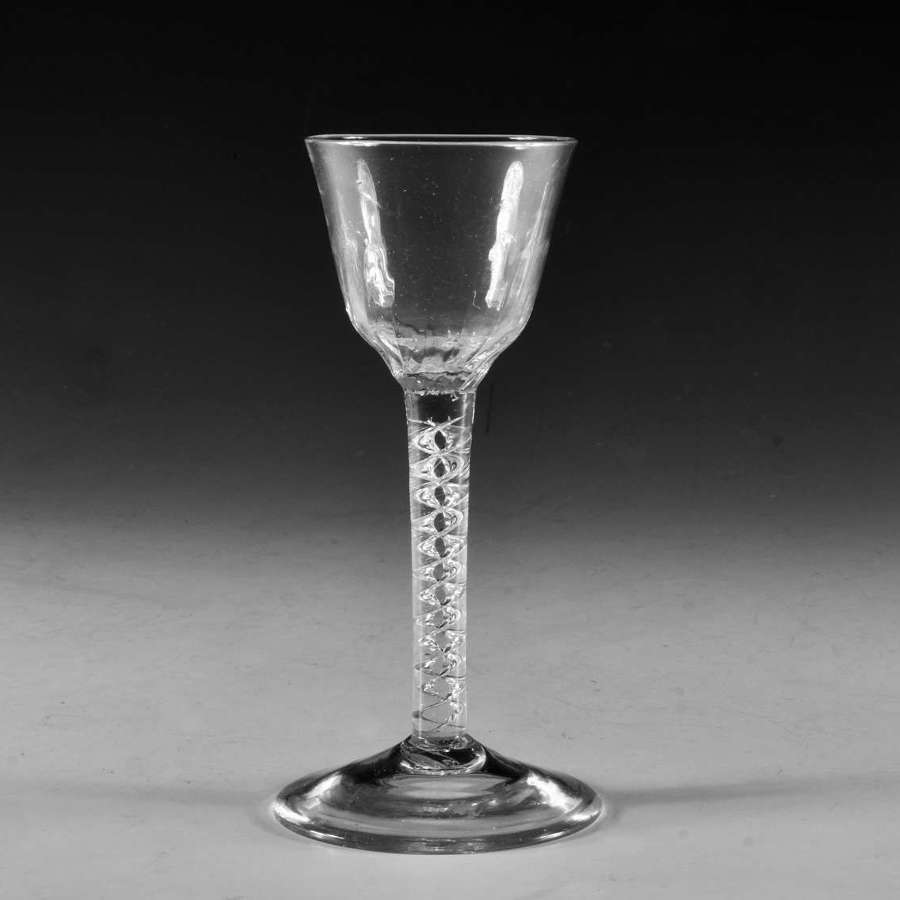 Antique glass wine glass mercury twist English c1755