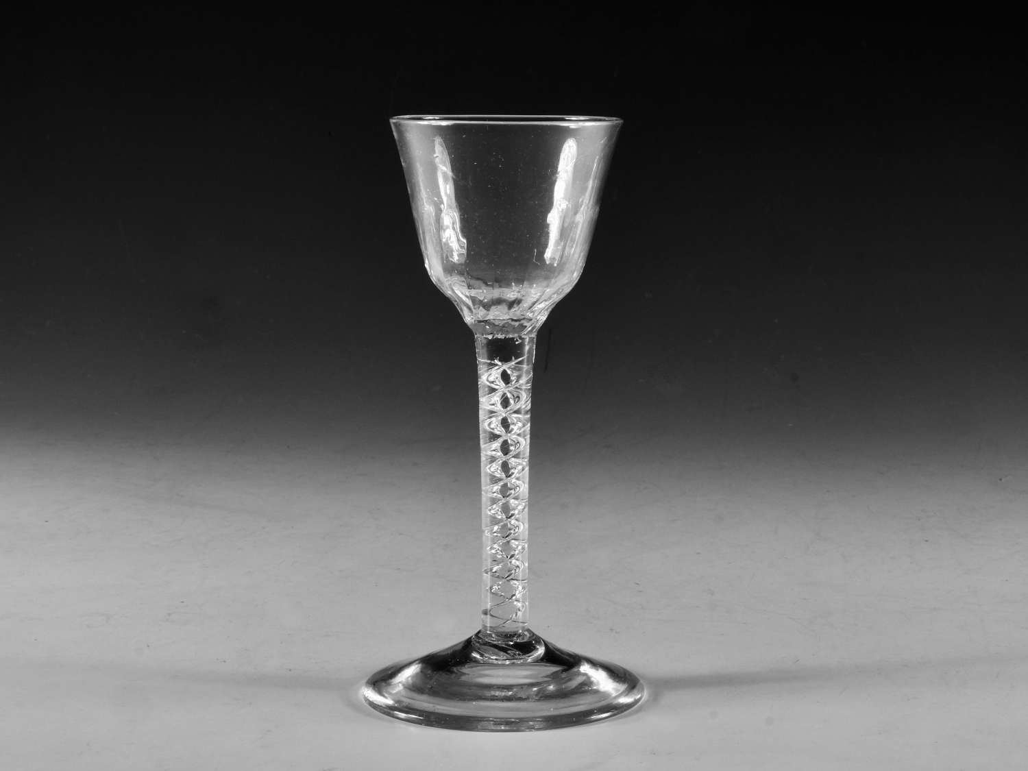 Antique glass wine glass mercury twist English c1755