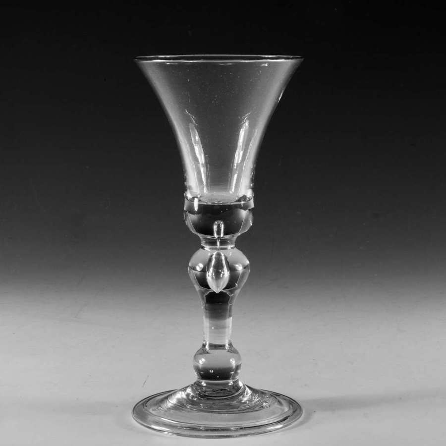 Antique glass baluster wine glass English c1720