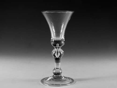 Antique glass baluster wine glass English c1720