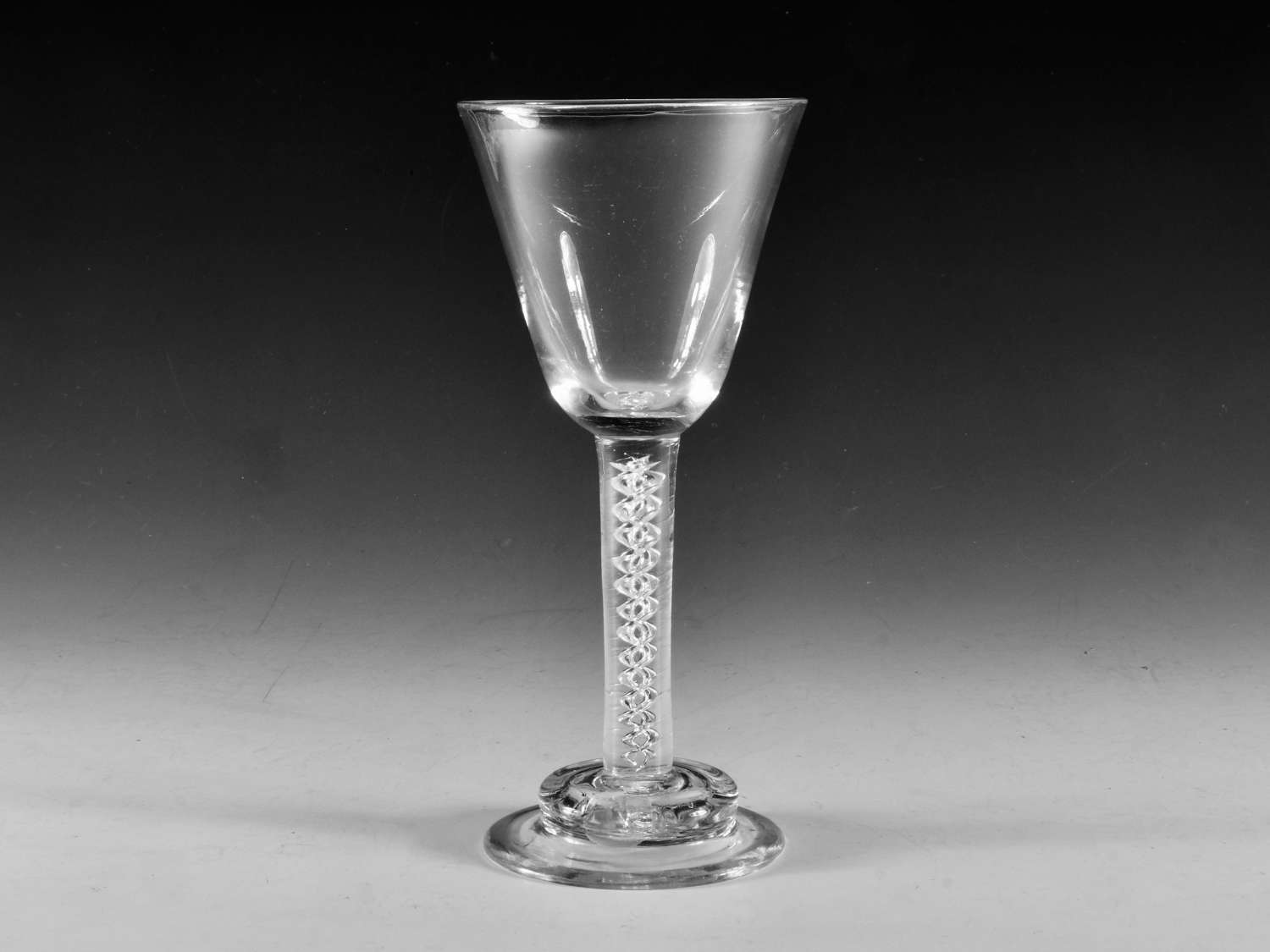 Antique glass wine goblet mercury twist English c1755