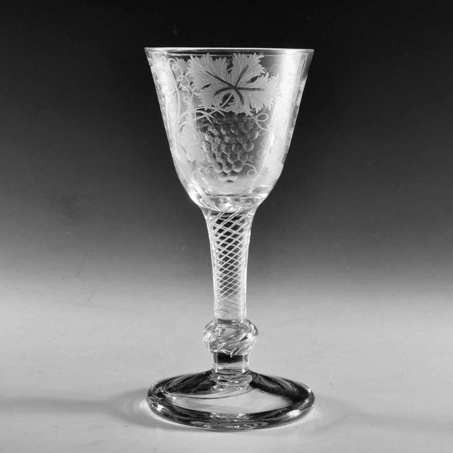 Antique glass composite stem wine goblet English c1750