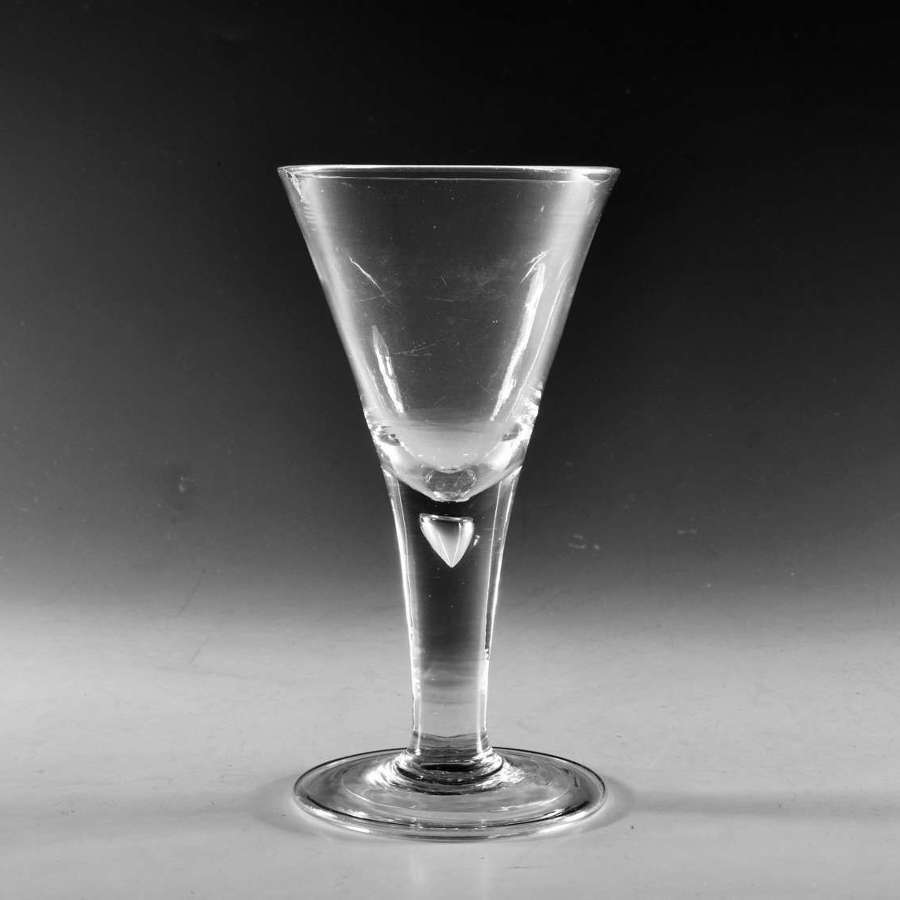 Antique glass wine goblet plain stem English c1745