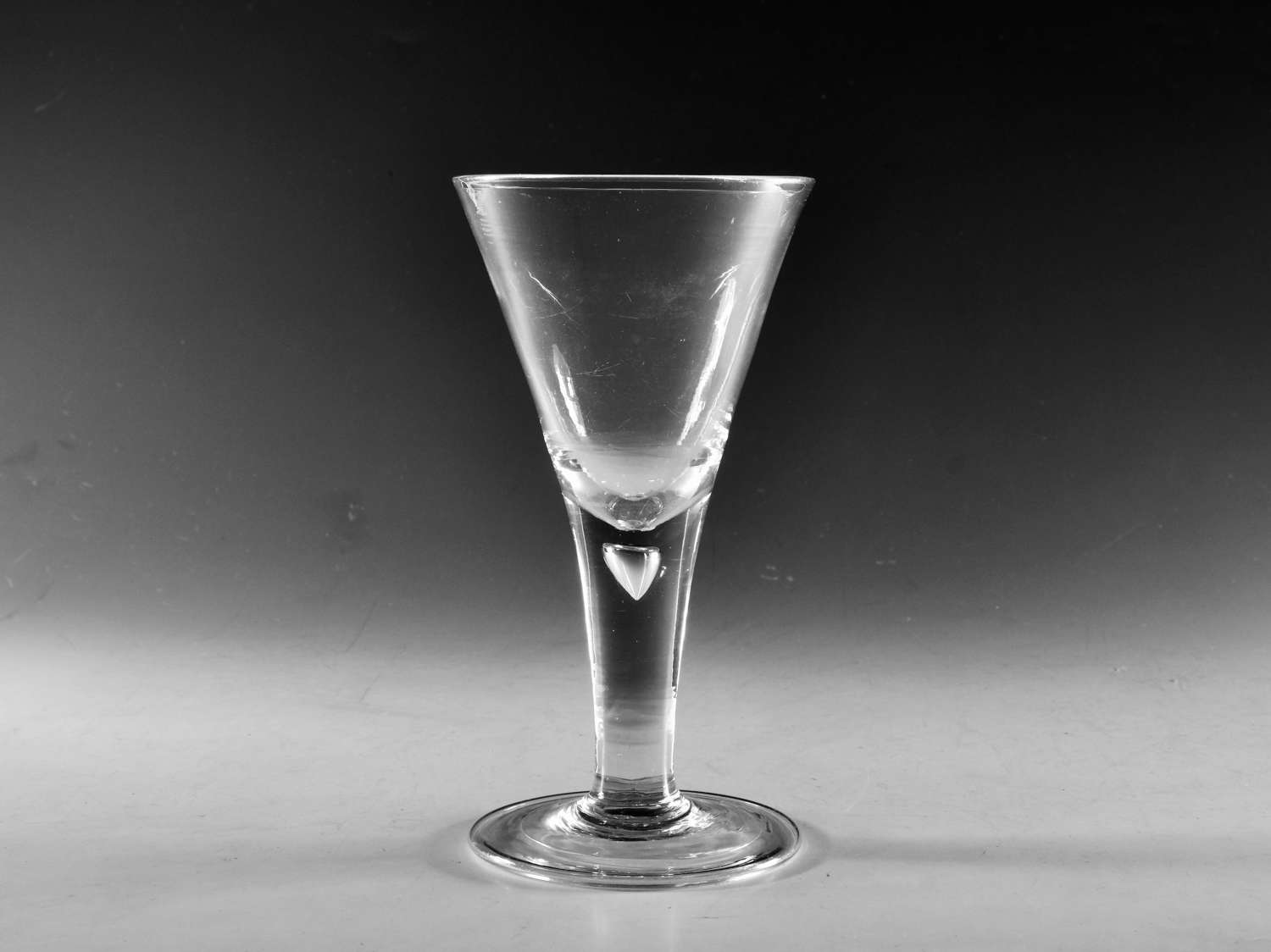 Antique glass wine goblet plain stem English c1745