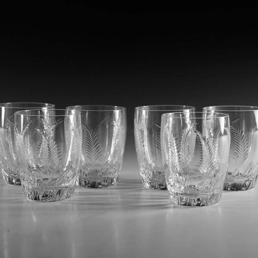 Antique glass six Stuart tumblers 1930-50