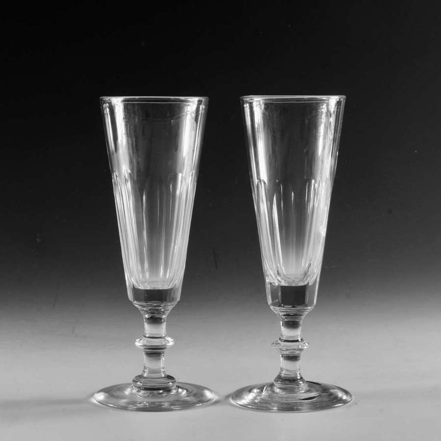 Antique glass pair of flutes English c1830