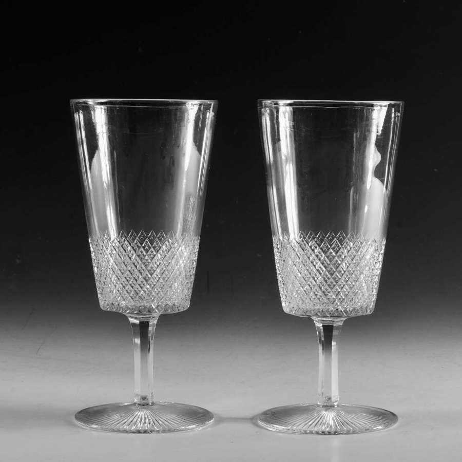 Antique glass wine glasses pair English c1880