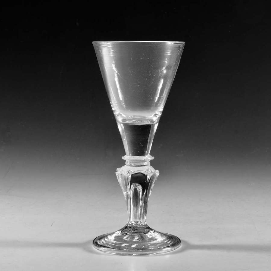 Antique glass wine glass pedestal stem English c1725