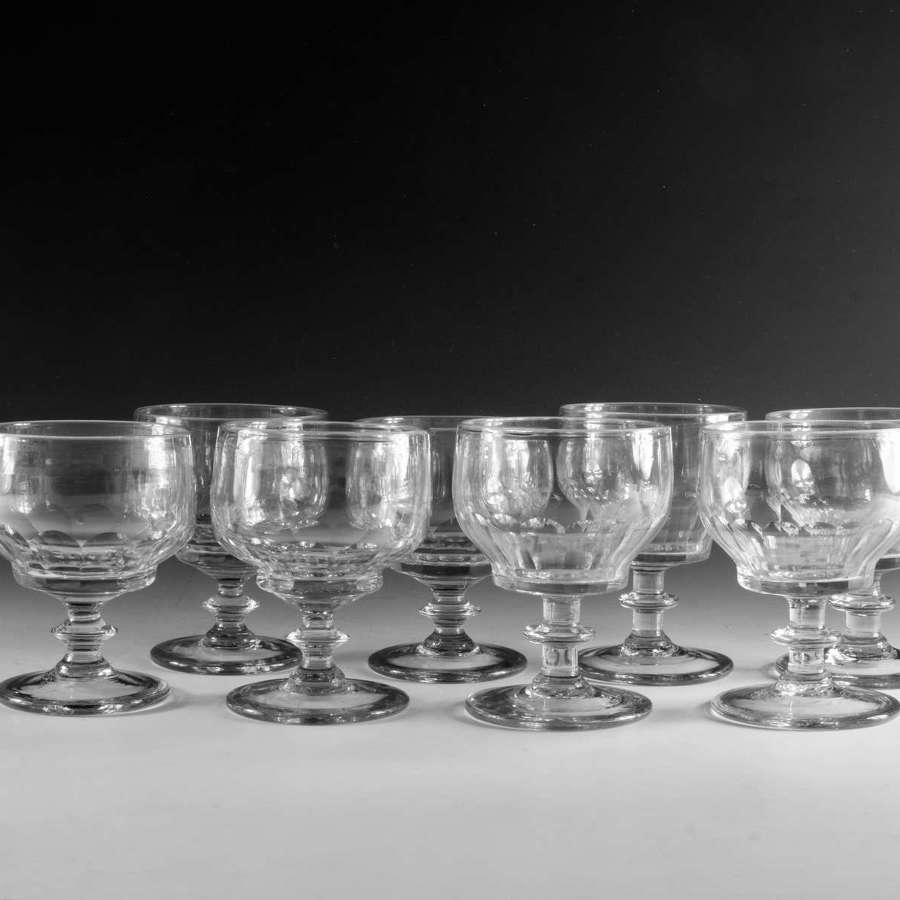 Antique glass eight rummers Irish c1830