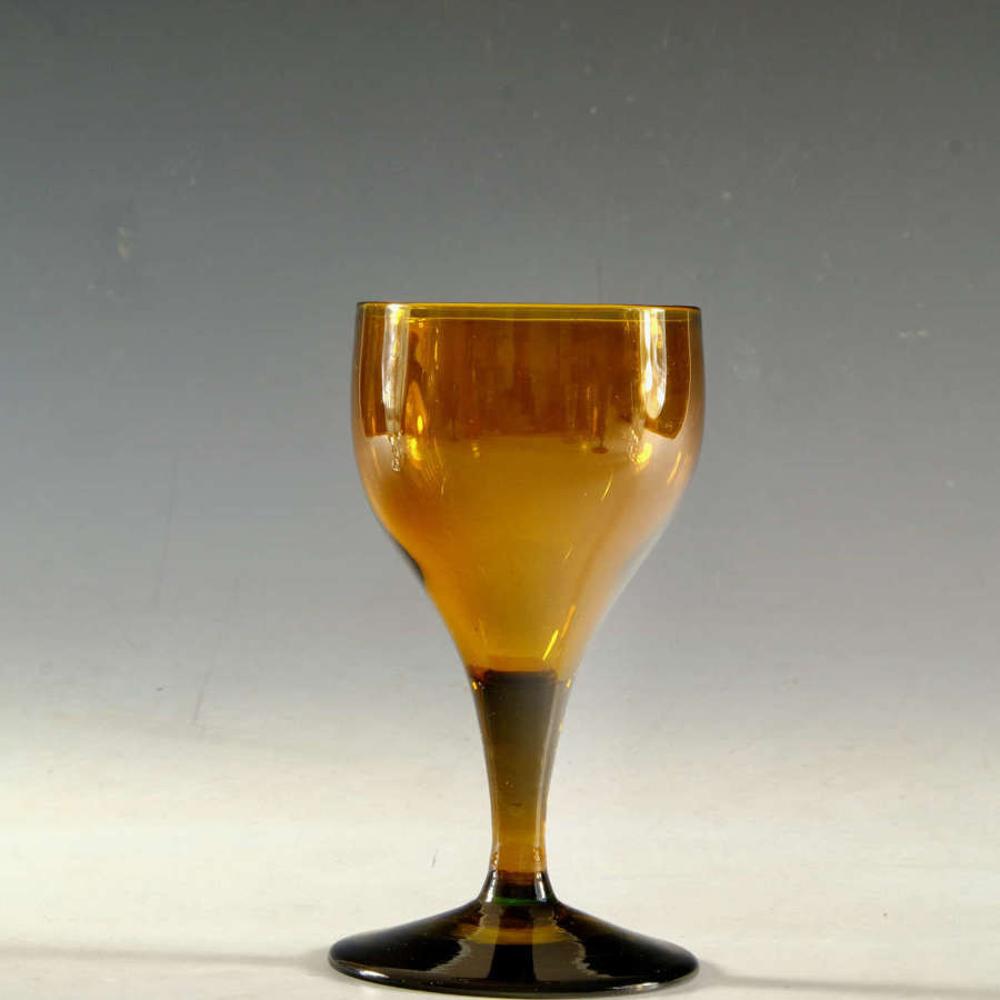 Antique glass amber wine glass English c1820