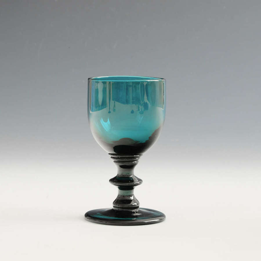 Antique glass green wine glass English c1820