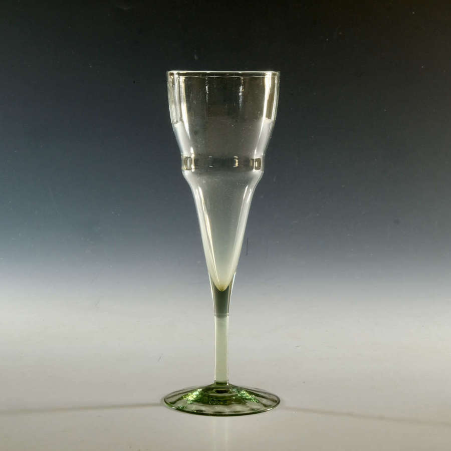 Antique glass champagne flute by Philip Webb Whitefriars c1870