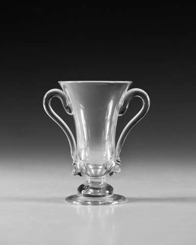 Antique glass jelly glass double handle English c1750