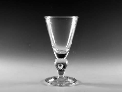 Antique glass baluster wine glass English c1710
