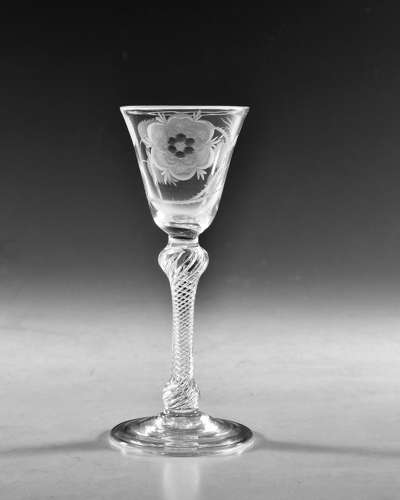 Antique glass Jacobite wine glass English c1745