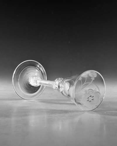 Antique glass Jacobite wine glass English c1745