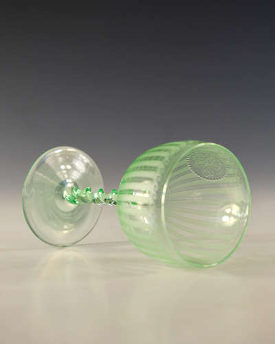 Antique glass - light green wine glass English c1880