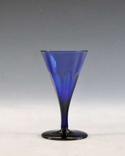 Antique glass - blue wine glass English c1830