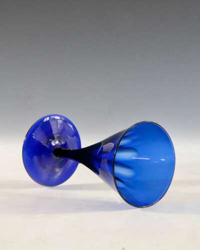 Antique glass - blue wine glass English c1830