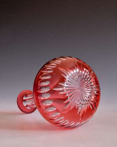 Antique glass - decanter ruby overlay English c1860
